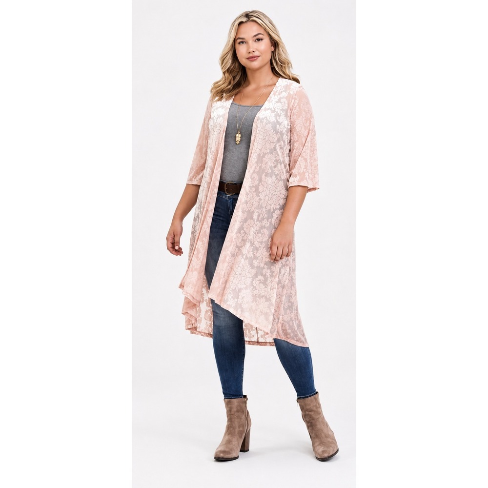 Torrid Textured Floral‎ Kimono Cardigan Coquette Girly Barbie Summer Brunch Chic